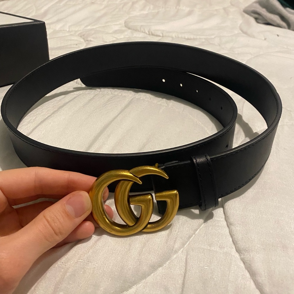 Black Gucci Belt Gold Buckle